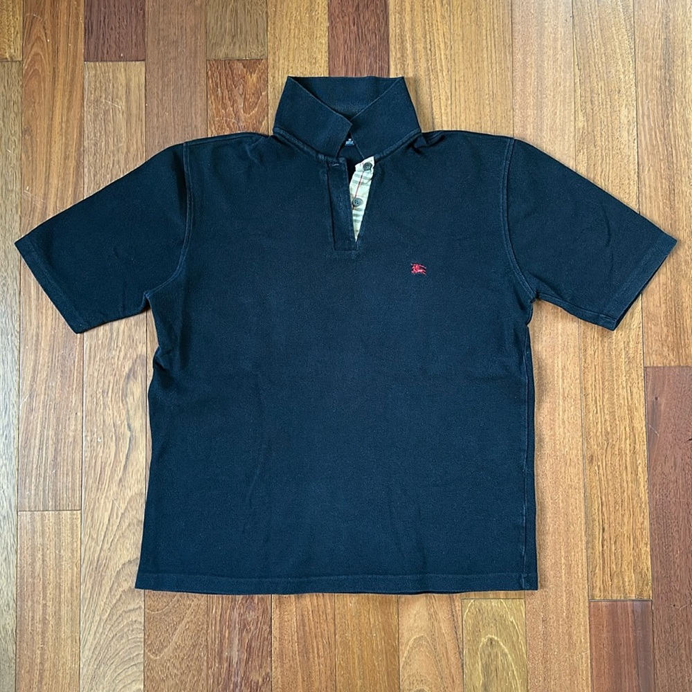 Burberry Classic Cotton Polo Black Nova-check Collar